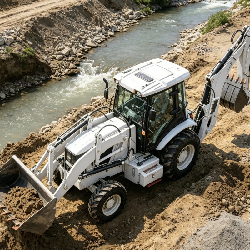 Heavy Equipment Work - لودر حفار صناعي بدفع رباعي 4x4،